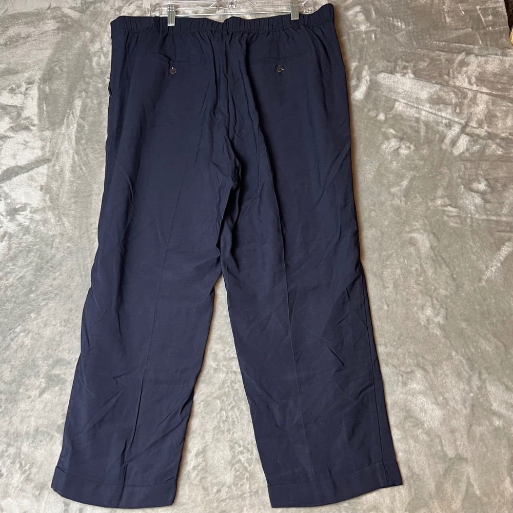 LOFT Navy‎ Blue Wide Leg Pleated Pants XL Elastic Waist NWT - Picture 5 of 6